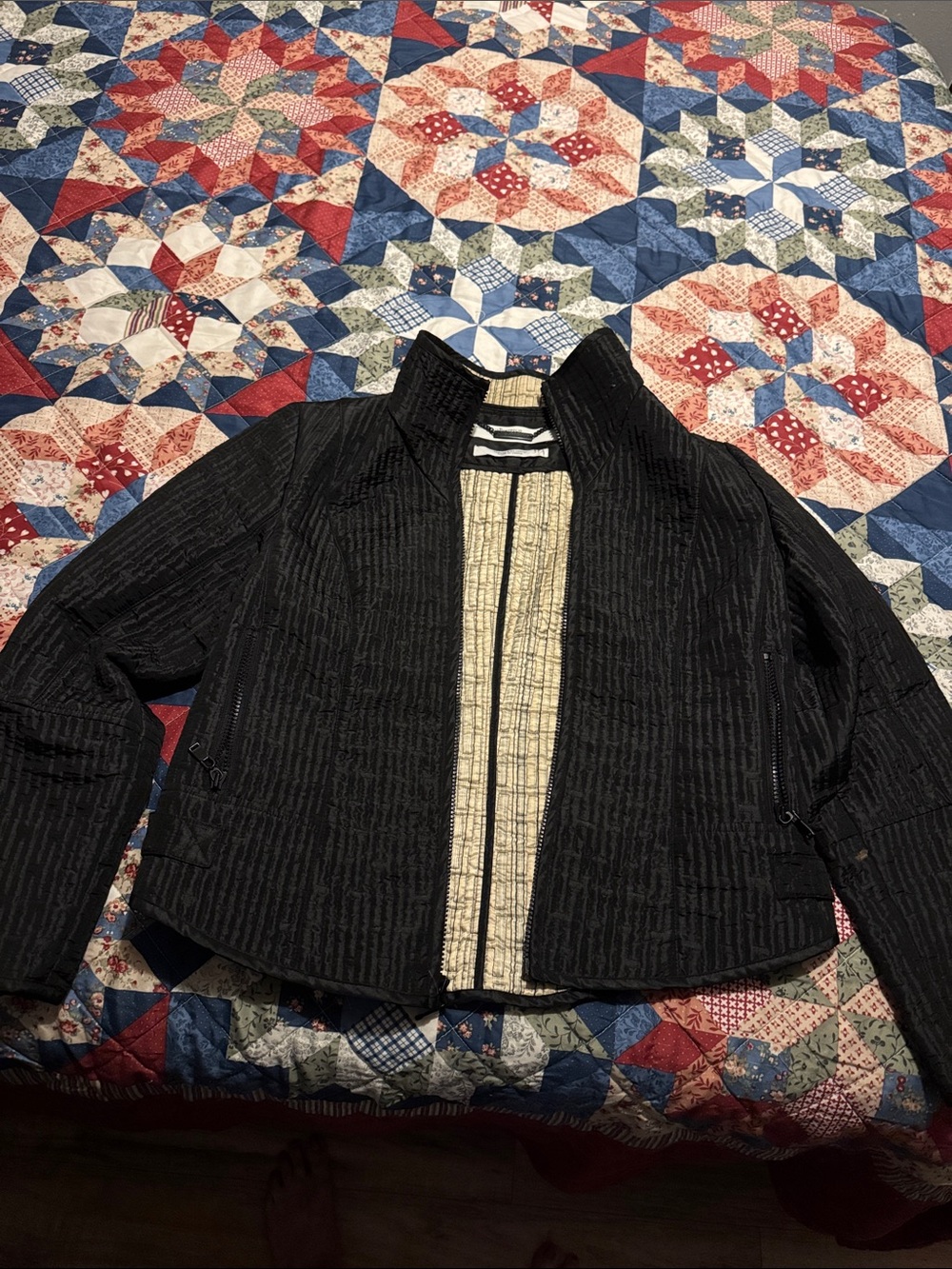 Perry Ellis Black Textured Zip Jacket
